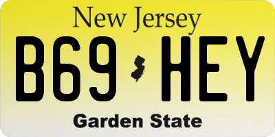 NJ license plate B69HEY