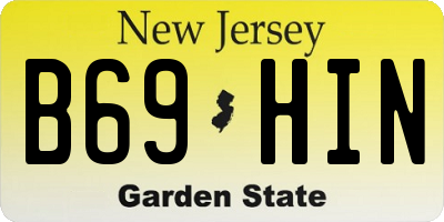 NJ license plate B69HIN