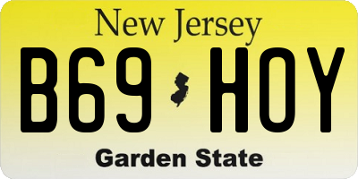 NJ license plate B69HOY
