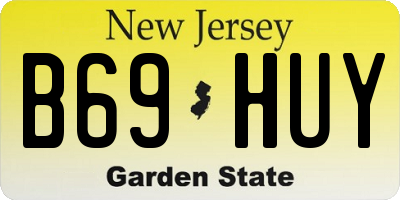 NJ license plate B69HUY