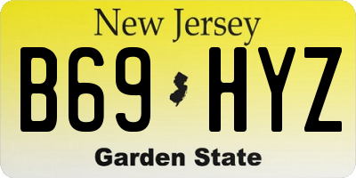 NJ license plate B69HYZ