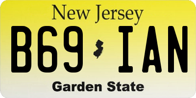 NJ license plate B69IAN