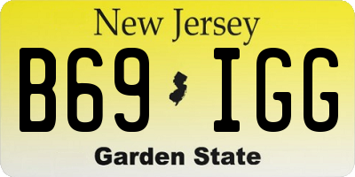 NJ license plate B69IGG