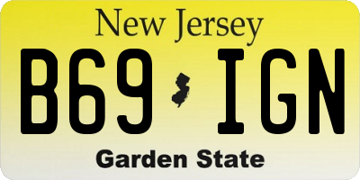 NJ license plate B69IGN