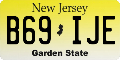 NJ license plate B69IJE