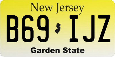 NJ license plate B69IJZ
