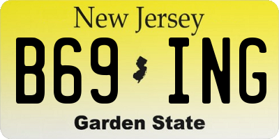 NJ license plate B69ING