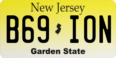 NJ license plate B69ION