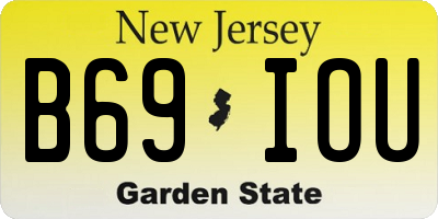 NJ license plate B69IOU