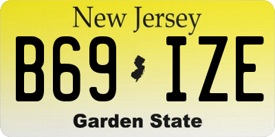 NJ license plate B69IZE