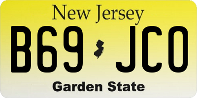 NJ license plate B69JCO