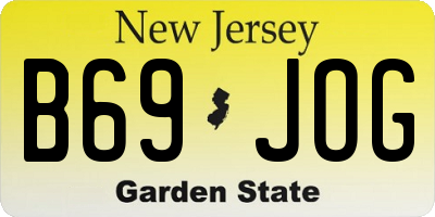 NJ license plate B69JOG