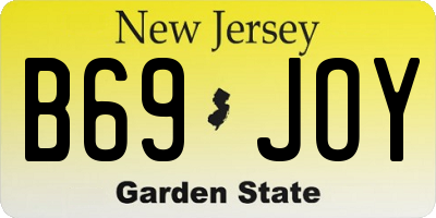 NJ license plate B69JOY