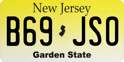NJ license plate B69JSO