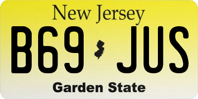 NJ license plate B69JUS