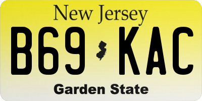 NJ license plate B69KAC