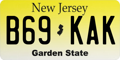 NJ license plate B69KAK
