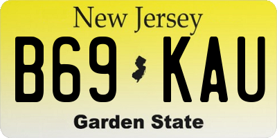 NJ license plate B69KAU