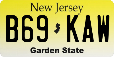NJ license plate B69KAW