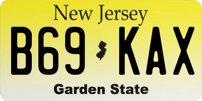 NJ license plate B69KAX