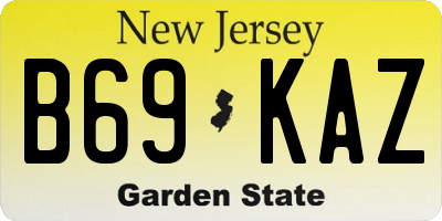 NJ license plate B69KAZ