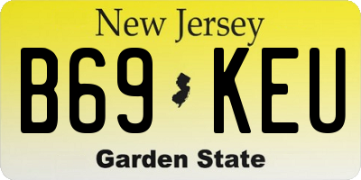 NJ license plate B69KEU