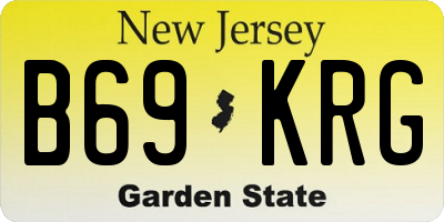 NJ license plate B69KRG
