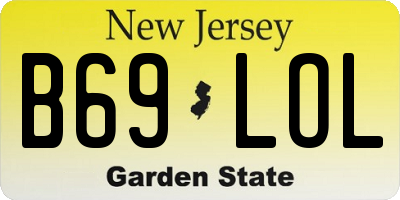 NJ license plate B69LOL