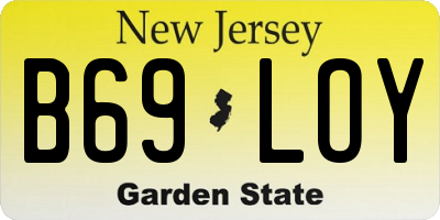 NJ license plate B69LOY