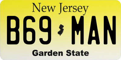 NJ license plate B69MAN