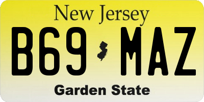 NJ license plate B69MAZ