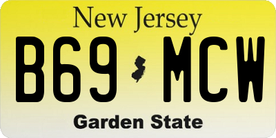 NJ license plate B69MCW