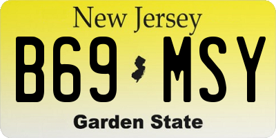 NJ license plate B69MSY