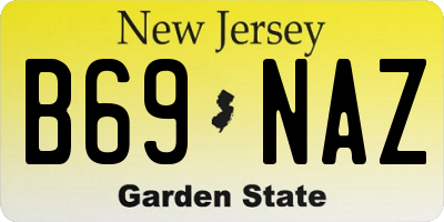 NJ license plate B69NAZ
