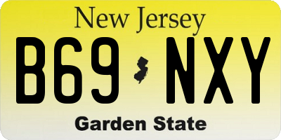 NJ license plate B69NXY