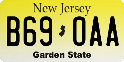 NJ license plate B69OAA