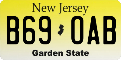 NJ license plate B69OAB