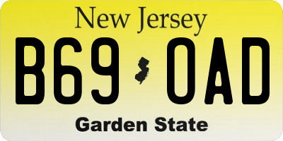 NJ license plate B69OAD
