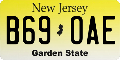 NJ license plate B69OAE