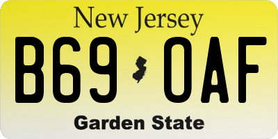NJ license plate B69OAF