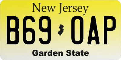 NJ license plate B69OAP