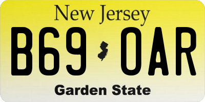 NJ license plate B69OAR