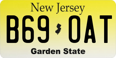 NJ license plate B69OAT