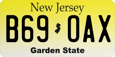 NJ license plate B69OAX