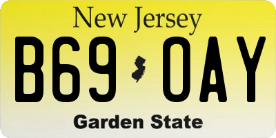NJ license plate B69OAY