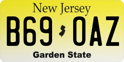 NJ license plate B69OAZ