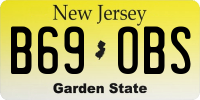 NJ license plate B69OBS
