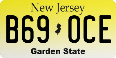 NJ license plate B69OCE
