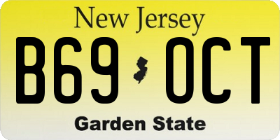 NJ license plate B69OCT