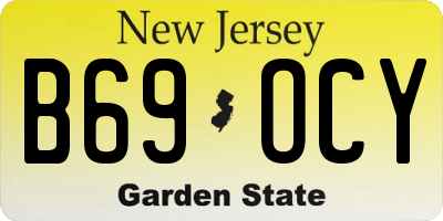 NJ license plate B69OCY
